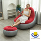 Red Inflatable Flocked Lounge Chair & Ottoman Set with Foot Pump - Portable Ergonomic S-shaped Air Lounger for Indoor & Outdoor