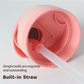 24oz Pink Large Thermal Water Bottle with Dual-Sipping Lid & Built-in Straw - Leak-Proof 304 Stainless Steel Outdoor Sports Flask