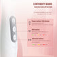 White Porrtable EMS Vibration Scalp Massager & Hair Growth Comb - Tri-Color LED Therapy, 8 Gentle Comb Teeth | 6 EMS Teeth | 6 Essence-Dispensing Teeth for Even Application & Hair Rescue