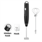 Black Wireless 3-Speed Milk Frother & Egg Whisk with Dual Mixing Heads & Hidden Hook - Handheld USB Rechargeable Foam Maker for Coffee, Cream & Baking