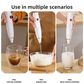 White Wireless 3-Speed Milk Frother & Egg Whisk with Dual Mixing Heads & Hidden Hook - Handheld USB Rechargeable Foam Maker for Coffee, Cream & Baking
