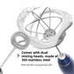 Wood Grain Wireless 3-Speed Milk Frother & Egg Whisk with Dual Mixing Heads & Hidden Hook - Handheld USB Rechargeable Foam Maker for Coffee, Cream & Baking