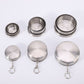 3-Capacity Silver Stainless Steel Collapsible Travel Cup Set(75ml + 150ml + 250ml) - Compact Telescopic Drinking Cup with Keychain & Dust-Proof Lid for Outdoor Hiking and Camping