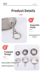 3-Capacity Silver Stainless Steel Collapsible Travel Cup Set(75ml + 150ml + 250ml) - Compact Telescopic Drinking Cup with Keychain & Dust-Proof Lid for Outdoor Hiking and Camping