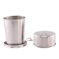 250ML Silver Stainless Steel 4-Section Telescopic Travel Cup with Keychain & Dust-Proof Lid for Outdoor Hiking and Camping
