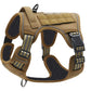 Khaki Professional Adjustable Tactical Dog Mesh Harness - Reflective No-Pull Pet Vest with Control Handle (XL Size for Weight 75-135 lbs)