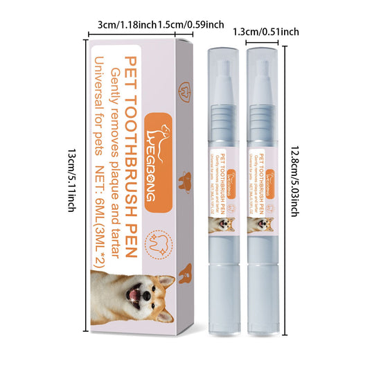 2-Pack Professional Pet Dental Cleaning Pens - Gentle Plaque & Tartar Remover and Breath Freshener for Dogs and Cats