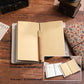 Shiny Green Retro A6 Travelers Leather Notebook & Wooden Pen Gift Box - Floral Botanical Loose-Leaf Journal with Bronze Charm, Kraft Paper and Lined Paper