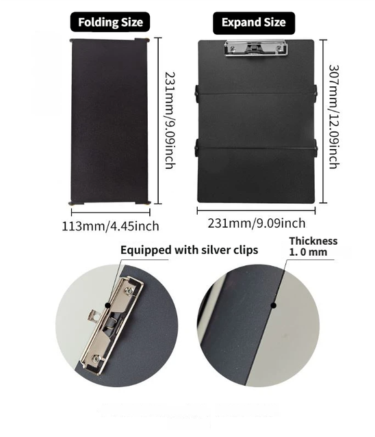 Green Waterproof Aluminum Tri-Fold Nursing Clipboard with Pen Slot - Lightweight Pocket-Sized A4 Document Holder & 180° Flat Writing Pad