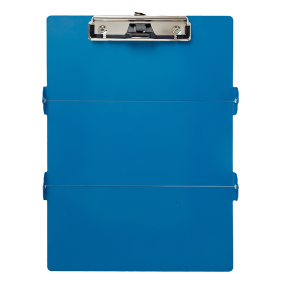 Blue Waterproof Aluminum Tri-Fold Nursing Clipboard with Pen Slot - Lightweight Pocket-Sized A4 Document Holder & 180° Flat Writing Pad