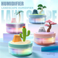 Pine Tree Blue USB Portable Bionic Landscape Humidifier and Creative Potted Plant Air Diffuser - 7-Color Night Light & 2-Mode Mist Timer