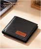 Black Handcrafted Genuine First-Layer Cowhide Wallet & Card Case for Men - Multi-Slot Ultra-Slim Bifold, Integrated AirTag Holder & RFID Blocking