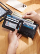Coffee Handcrafted Genuine First-Layer Cowhide Wallet & Card Case for Men - Multi-Slot Ultra-Slim Bifold, Integrated AirTag Holder & RFID Blocking