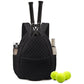 Black Large Tennis & Pickleball Quilted Backpack and Sports Travel Tote for Men and Women - Racket Compartment, 2 Side Pockets & Multi-Pocket Organization (32x17x44.5 CM)