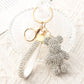 White Crystal-Encrusted Sparkling Bear Keychain - Luxury Fashion Bag Charm & Key Alloy Accessory