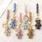 Pink Crystal-Encrusted Sparkling Bear Keychain - Luxury Fashion Bag Charm & Key Alloy Accessory