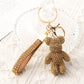 Gold Crystal-Encrusted Sparkling Bear Keychain - Luxury Fashion Bag Charm & Key Alloy Accessory