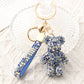 Blue Crystal-Encrusted Sparkling Bear Keychain - Luxury Fashion Bag Charm & Key Alloy Accessory