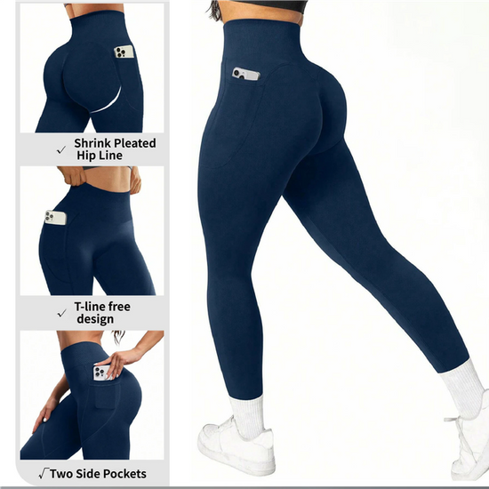 S Size Dark Grey Breathable High-Waist Ruched Butt-Lift Yoga Leggings - Dual Pockets & No Front T - LineNaked-Feel Performance Tights for Gym, Running & Pilates