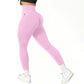 L Size Pink Breathable High-Waist Ruched Butt-Lift Yoga Leggings - Dual Pockets & No Front T - LineNaked-Feel Performance Tights for Gym, Running & Pilates