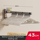 43CM Moisture Aluminum Folding Towel Rack Integrated Bottom Hook - 90° Folding Black Walnut Grain Wall-Mounted Drying Rod and Organize