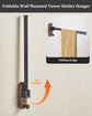 23CM Moisture Aluminum Folding Towel Rack Integrated Bottom Hook - 90° Folding White Beechwood Grain Wall-Mounted Drying Rod and Organize