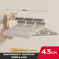 43CM Moisture Aluminum Folding Towel Rack Integrated Bottom Hook - 90° Folding White Beechwood Grain Wall-Mounted Drying Rod and Organize