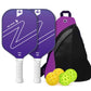 Gradient Purple Fiberglass Pickleball Paddle Set - USAPA High-Rebound Dual Rackets (TPU Edge), 4 Outdoor Balls & Triangle Carry Case for Outdoor Play