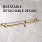 5PCS Matt Gold Stainless Steel Bathroom Organizer Set - Wall-Mounted Rotatable Towel Bar, Toilet Paper Holder, Towel Ring & Versatile T-shaped Hooks