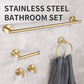 5PCS Matt Black Stainless Steel Bathroom Organizer Set - Wall-Mounted Rotatable Towel Bar, Toilet Paper Holder, Towel Ring & Versatile T-shaped Hooks