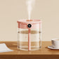 Pink 2L Dual-Spray Ultrasonic Humidifier and Air Diffuser with Night Light - USB Powered, Quiet Operation, Smart Digital Display & Real-Time Humidity Sensor