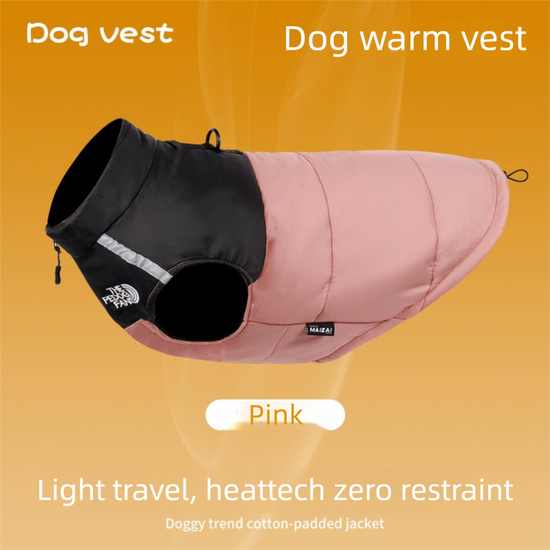 Pnik  M  Size  Dog Clothing — Warm, Thickened Cotton Jacket for Autumn & Winter; Waterproof Pet Vest — Reflective Safety Design, Leash-Compatible
