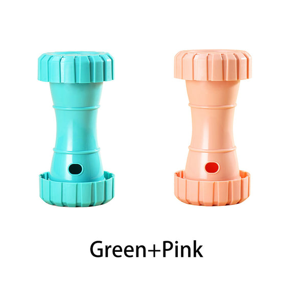 2 Pack（Green+Pink）: Cat and Dog Treat Dispenser Toy – Interactive, Durable, Bite-Resistant Slow-Feeder, Dumbbell and Tire-Shaped Pet Toy