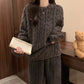 Grey Coral Fleece Jacquard Thermal Pajama Set — Autumn/Winter Fleece-Lined, Thickened, Casual Loungewear