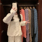 Khaki Coral Fleece Jacquard Thermal Pajama Set — Autumn/Winter Fleece-Lined, Thickened, Casual Loungewear