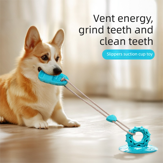 Perple Slipper-Style Dog Toy — Suction Cup Design: Durable, Chew-Resistant Teether for Mental Stimulation, Independent Play, and Energy Expenditure — Pet Dog Chewing Toy