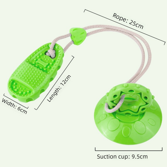 Green Slipper-Style Dog Toy — Suction Cup Design: Durable, Chew-Resistant Teether for Mental Stimulation, Independent Play, and Energy Expenditure — Pet Dog Chewing Toy