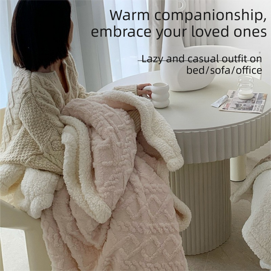 Blue 180*200cm Double Blanket, Taffeta Fleece Blanket, Thick Winter Quilt, Lambswool Coral Fleece Small Blanket, Office Nap Blanket, Sofa Cover Blanket, Bedding, Machine Washable