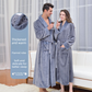 White 3XL size Plush Flannel Robe for Couples - Thickened Warm Bathrobe with Shawl Collar, Soft Fleece Material, Unisex Long Style for Winter Home Wear