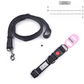 Black M size Vibrant Reflective Dog Collar and Leash Set - Adjustable Nylon Pet Harness with Comfortable Padding