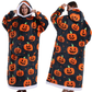 Festive Pumpkin Style Oversized Hooded Blanket for Adults - Ultra Soft & Warm Wearable Fleece Throw with Giant Pocket, Perfect for Winter, Christmas & Valentine&
