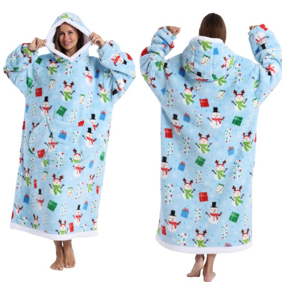 Skull Design Oversized Hooded Blanket for Adults - Ultra Soft & Warm Wearable Fleece Throw with Giant Pocket, Perfect for Winter, Christmas & Valentine&