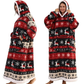 Blue Christmas Edition Oversized Hooded Blanket for Adults - Ultra Soft & Warm Wearable Fleece Throw with Giant Pocket, Perfect for Winter, Christmas & Valentine&