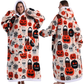 Grey Pumpkin Style Oversized Hooded Blanket for Adults - Ultra Soft & Warm Wearable Fleece Throw with Giant Pocket, Perfect for Winter, Christmas & Valentine&