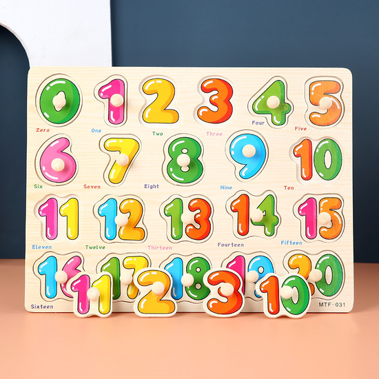 Toddler  Peg Puzzle — An educational and entertaining matching toy featuring letters, numbers, shapes, and everyday objects; an early learning and developmental toy suitable for children aged 3 and up【number Style】