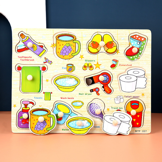 Toddler Wooden Peg Puzzle — An educational and entertaining matching toy featuring letters, numbers, shapes, and everyday objects; an early learning and developmental toy suitable for children aged 3 and up【articles for daily use Style】