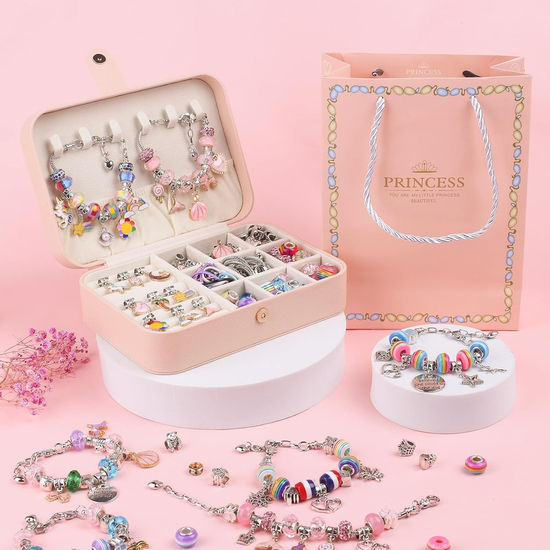 120-Piece Colorful Craft Set (Includes Beads, Charms, and Storage Case) -Kids&