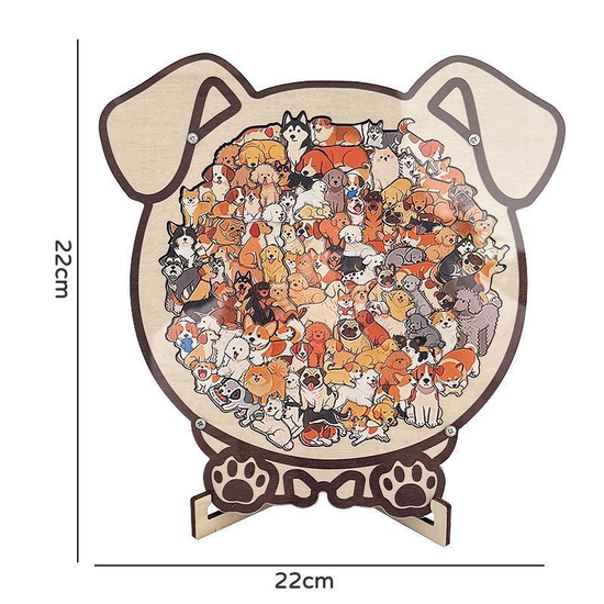 Colorful puppy Collection Puzzle - Irregular Shaped Jigsaw with Adorable Kitten Pieces, Stacking Display Stand - Cute Home Decor & Brain Teaser for Kids Adults Ages 6+ - Unique Gift for puppy Lovers