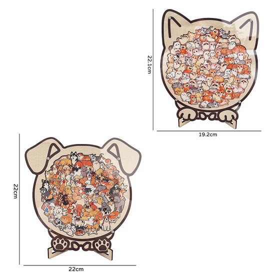 2PCS Colorful puppy and cat Collection Puzzle - Irregular Shaped Jigsaw with Adorable Kitten Pieces, Stacking Display Stand - Cute Home Decor & Brain Teaser for Kids Adults Ages 6+ - Unique Gift for animal Lovers