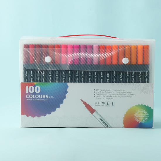 Black  100 COLOURS Dual-Tip Watercolor Marker Set - Colors Washable Art Pens with Brush & Fine Tips for Kids, Students & Artists